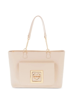 Moschino logo-plaque chain-link shoulder bag - Neutrals