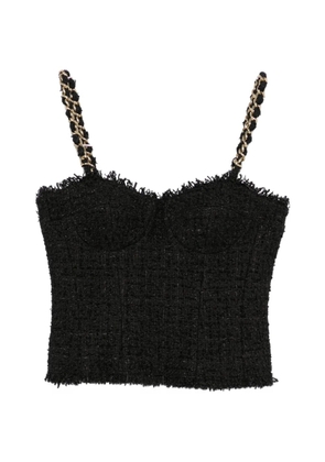 Balmain sleeveless tweed chain-link strap top - Black
