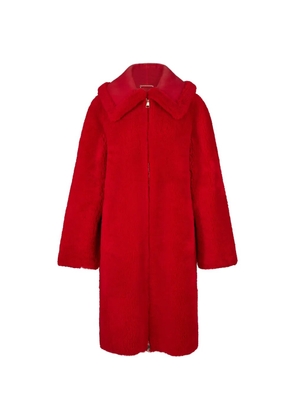 BOSS shearling-texture zip-up coat - Red
