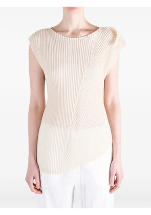 Issey Miyake Unfurling Pleats pleated asymmetric top - Neutrals
