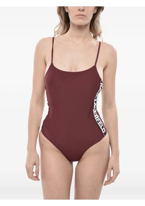 Karl Lagerfeld logo-tape swimsuit - Red