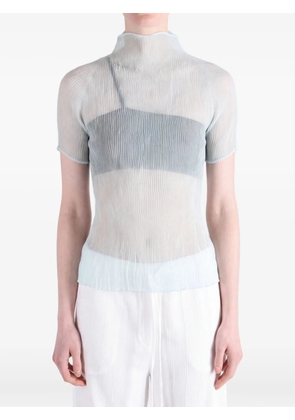 Issey Miyake Chiffon Twist 1 pleated high-neck top - Blue