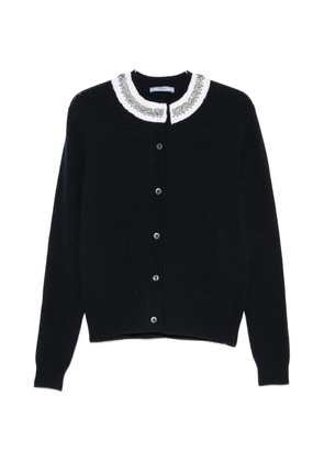 Prada crystal-embellished ruffled-collar cardigan - Blue