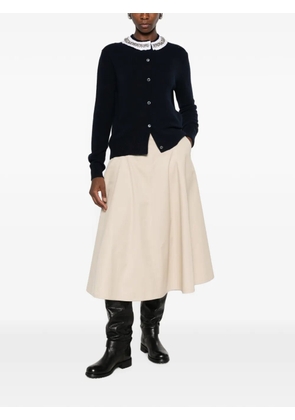 Prada crystal-embellished ruffled-collar cardigan - Blue