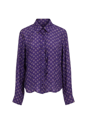 Isaia ruffled geometric-print shirt - Purple