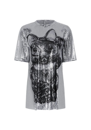 Rabanne Ohmori cat-print chainmail mini dress - Silver