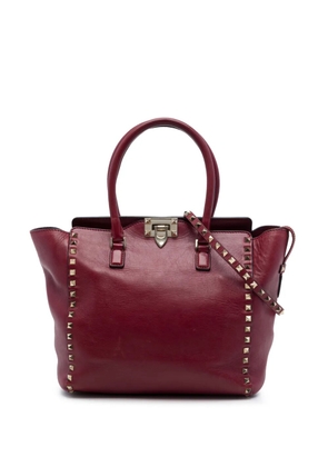 Valentino Garavani Pre-Owned 2000-2017 Medium Leather Rockstud Double Handle Tote satchel - Red