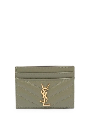 Saint Laurent Pre-Owned 2023 Chevron Grain de Poudre Cassandre card holder - Green