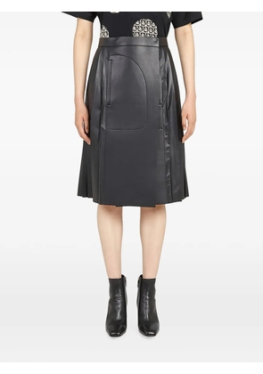 Ferragamo midi pleated leather skirt - Black