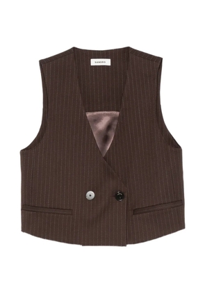 SANDRO pinstripe-pattern cropped top - Brown