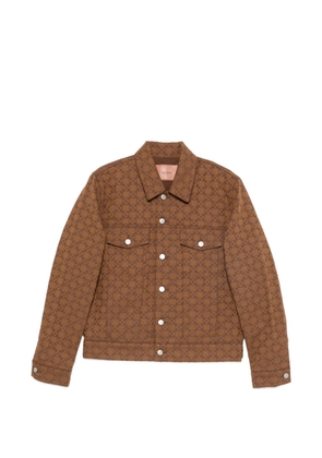 SANDRO monogram-pattern denim jacket - Brown