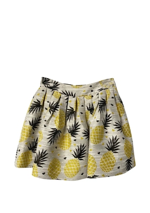 alice + olivia pineapple-print pleated mini skirt - White