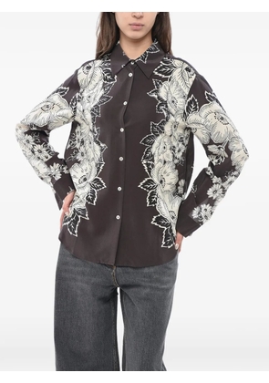 P.A.R.O.S.H. floral-print asymmetric shirt - Brown