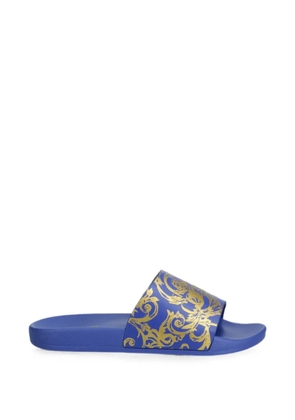 Versace Jeans Couture Baroque-print slides - Blue