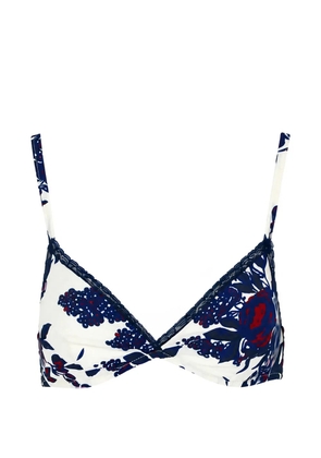 Laura Urbinati floral-print lace-trim bra - White