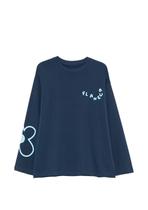 FLÂNEUR Blossom logo-print long-sleeve T-shirt - Blue
