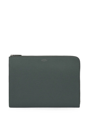Smythson small Panama-leather laptop case - Green