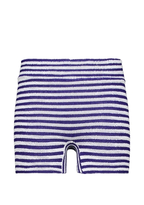 Bond-eye Dom striped crinkle-effect shorts - Purple