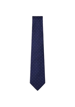 Hackett London polka-dot textured-weave tie - Blue