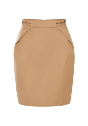 Elisabetta Franchi miniskirt in gabardine fabric with jewel horsebits - Neutrals