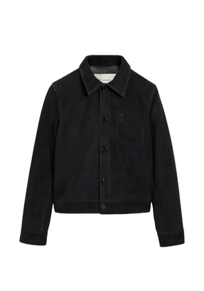 AMI Paris suede leather jacket with embossed Ami de Coeur - Black