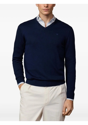 Hackett London embroidered V-neck sweater - Blue