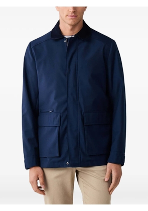 Hackett London corduroy-collar patch-pocket coat - Blue