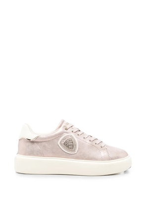 Blauer Venus 01 metallic-effect logo-patch leather sneakers - Pink