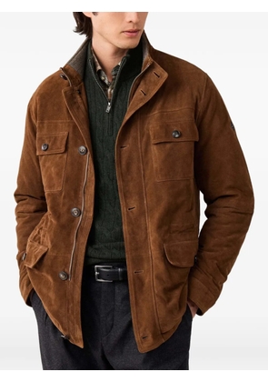 Hackett London multi-pocket leather jacket - Brown