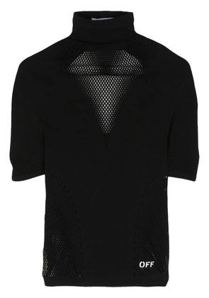 Off-White logo-print open-knit top - Black
