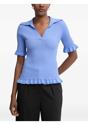 LUISA SPAGNOLI Censito ruffle-trim ribbed-knit top - Blue