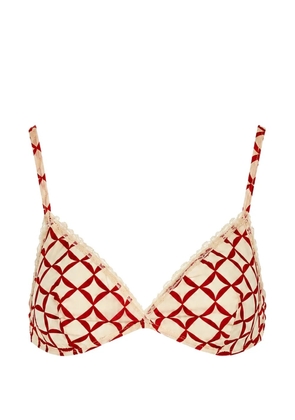 Laura Urbinati geometric-print lace-trim bra - Neutrals