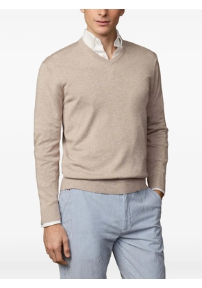 Hackett London logo-embroidered V-neck sweater - Neutrals