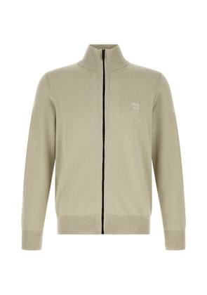 BOSS logo-patch zip-up cardigan - Neutrals