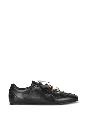 Cecilie Bahnsen Blaise bead-embellished leather sneakers - Black