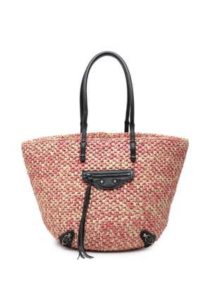 Balenciaga Pre-Owned 2018-2026 Raffia Motocross Classic Panier Basket tote bag - Pink