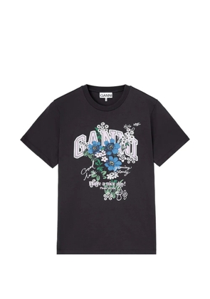 GANNI T-shirt with flowers - Black