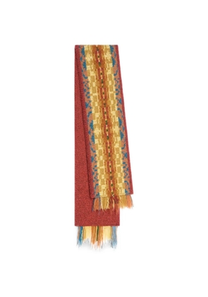 DRIES VAN NOTEN jacquard wool scarf - Red