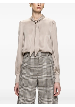 NISSA bow detail viscose shirt - Neutrals