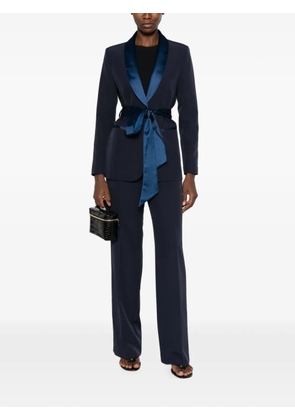 Je Suis le Fleur satin-lapel belted single-breasted suit - Blue