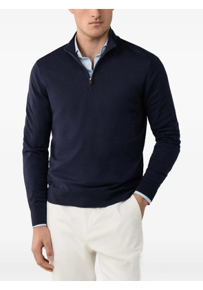 Hackett London half-zip elbow-patch sweater - Blue