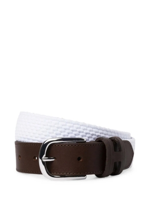Hackett London Parachute braided leather-trim belt - White