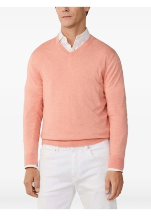 Hackett London V-neck elbow-patch sweatshirt - Orange