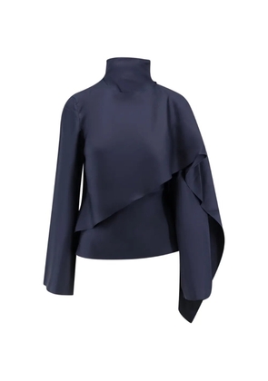 Róhe high-neck scarf-detail blouse - Blue
