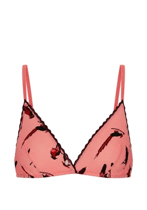 Laura Urbinati bird-print scalloped-trim bra - Pink