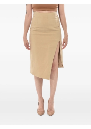 Off-White logo-embroidered slit-detail skirt - Neutrals