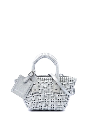Balenciaga Pre-Owned 2022 Metallic Faux Leather Bistro Basket Bag XXS satchel - Silver