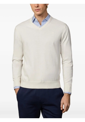 Hackett London V-neck embroidered-logo sweater - Neutrals