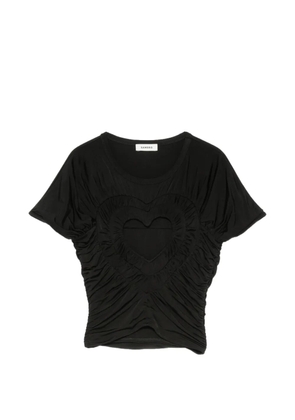 SANDRO heart cut-out ruched T-shirt - Black