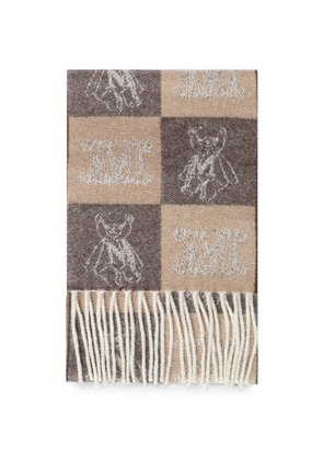 Max Mara monogram-jacquard fringed scarf - Brown
